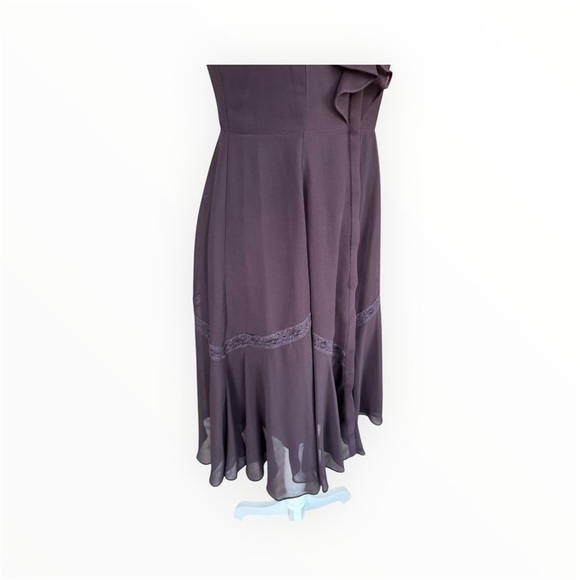 Needle & Thread Victorian Ruffle Midi Dress Plum Purple Lace Flutter Sleeve Sz 6 - Picture 6 of 12